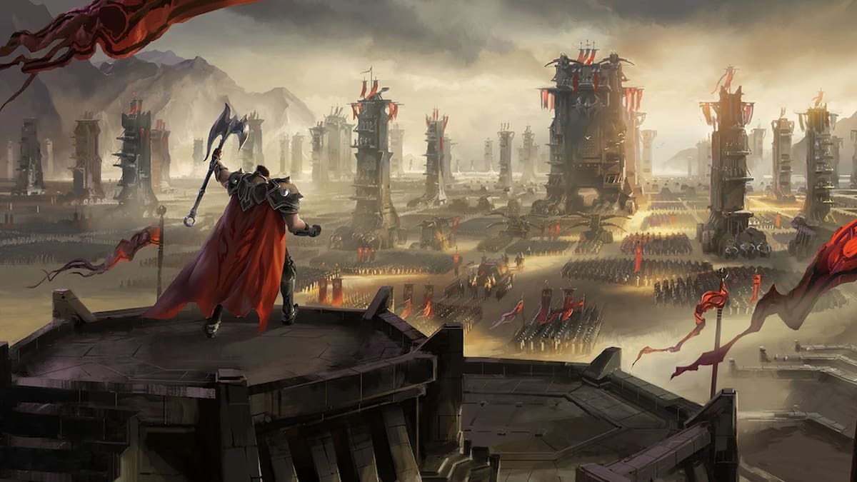 Picture showing Darius commanding the Noxian army in Runeterra.