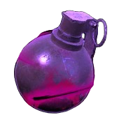 A spherical grenade with shiny purple effects.