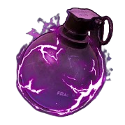 A spherical grenade with shiny purple effects.