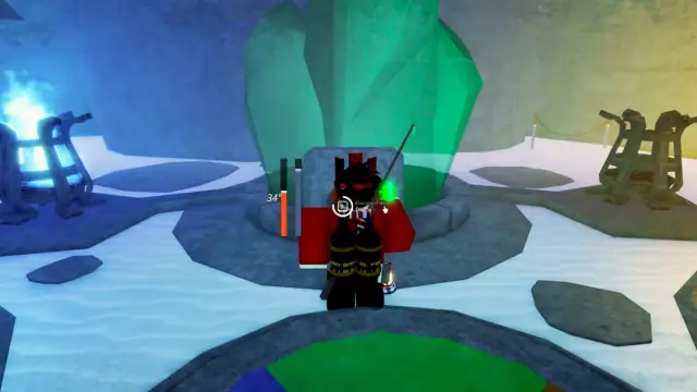 Picture showing a player putting in the energy crystals to open the Northern Expedition Frozen Vault in Fisch.