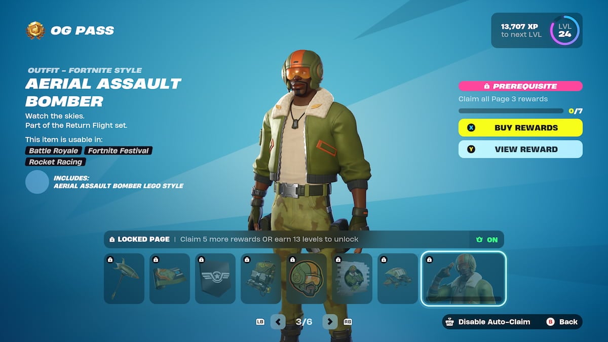 Aerial assault bomber skin in green OG pass fortnite