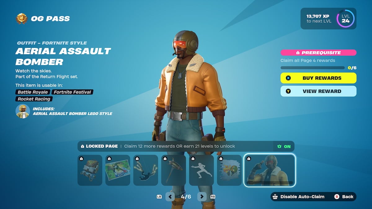 aerial assault bomber in jeans and orange jacket OG pass fortnite