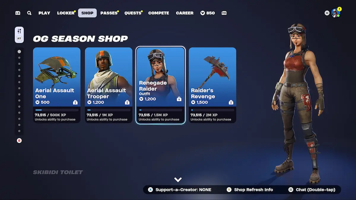 The Renegade Raider skin in the Fortnite item shop