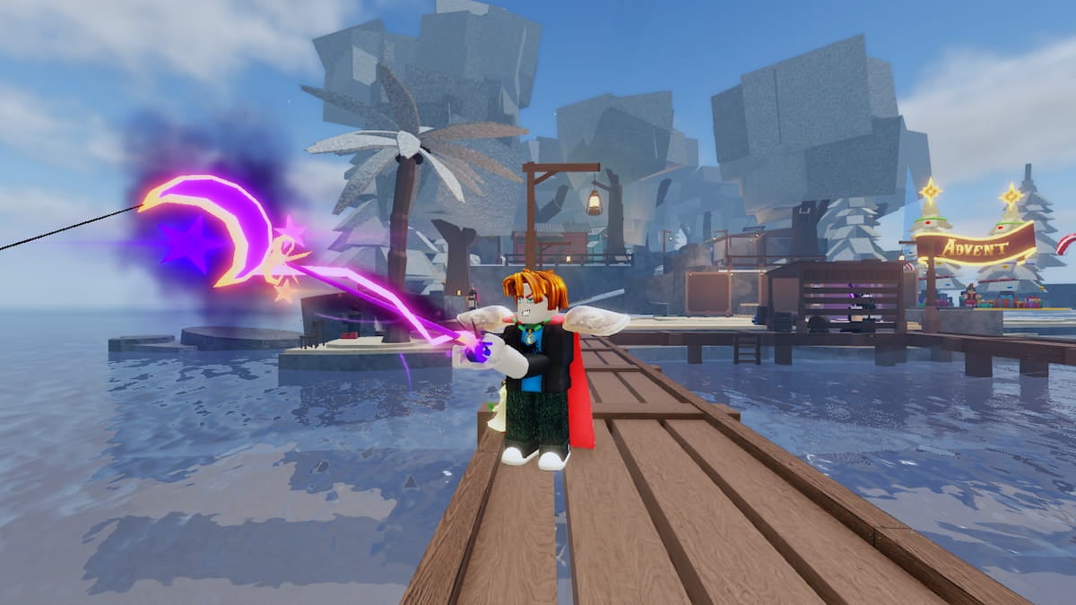 Picture showing a player fishing using the Astral Rod in Fisch.