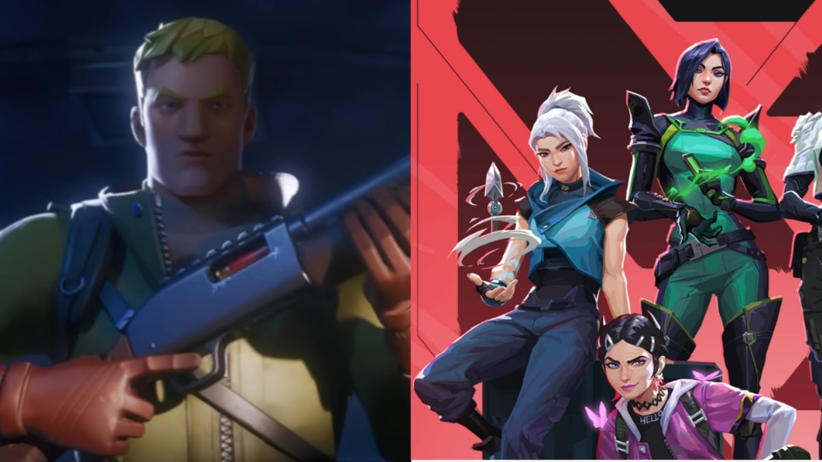 A collage of Fortnite Ballistic and VALORANT agents