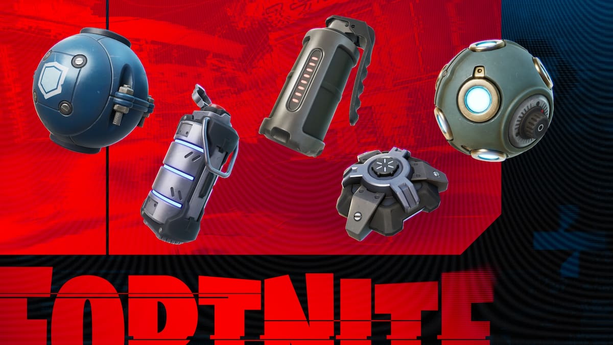 Picture showing all the five Flex Gadgets in Fortnite Ballistic mode.