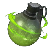 A spherical grenade with shiny green effects.