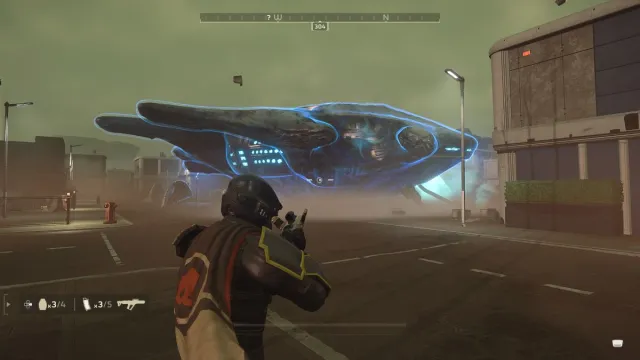 Pointing the Scorcher at an Illuminate ship with enemies spawning in at the entrance