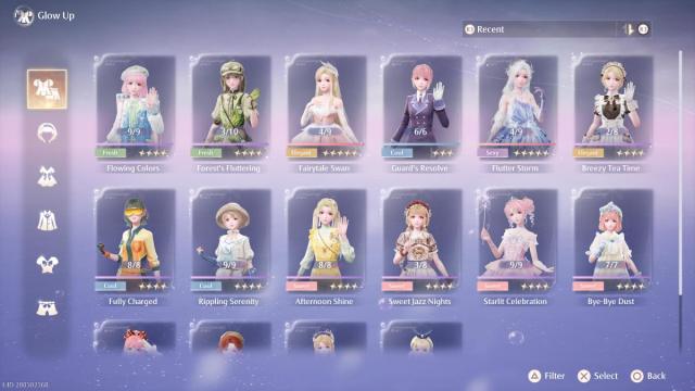 Glow Up menu in Infinity Nikki