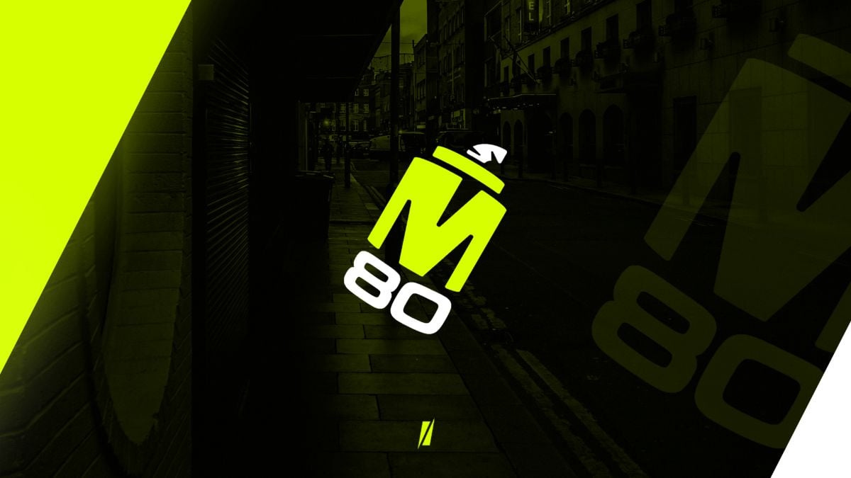 An image of M80's logo, which features a green M above the white numbers 80.