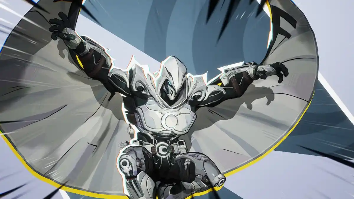 A close-up view of Moon Knight in Marvel Rivals from the MVP screen.