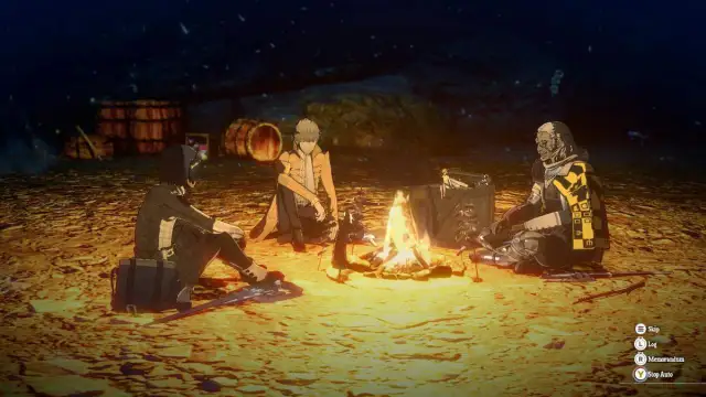 Sitting around a campfire in Metaphor: ReFantazio.