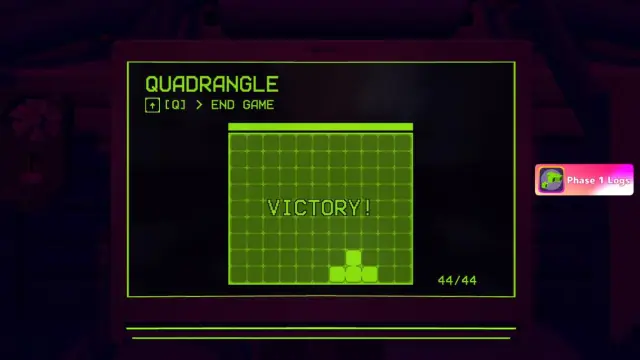 Victory screen for the first Quadrangle game in MiSide