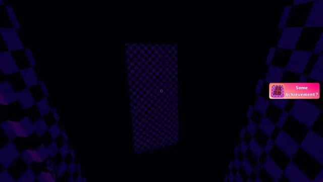 Staring into an abyss as the checkered door floats away in Creepy Mita's apartment