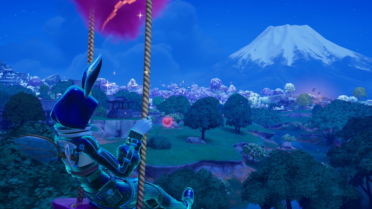 fortnite character looking out over the snowy mountains