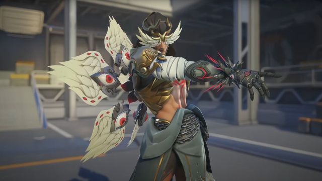 An image from Overwatch 2 of the Harbinger Lifeweaver skin. This skin transforms him into a biblically accurate angel with wings and eyeballs.