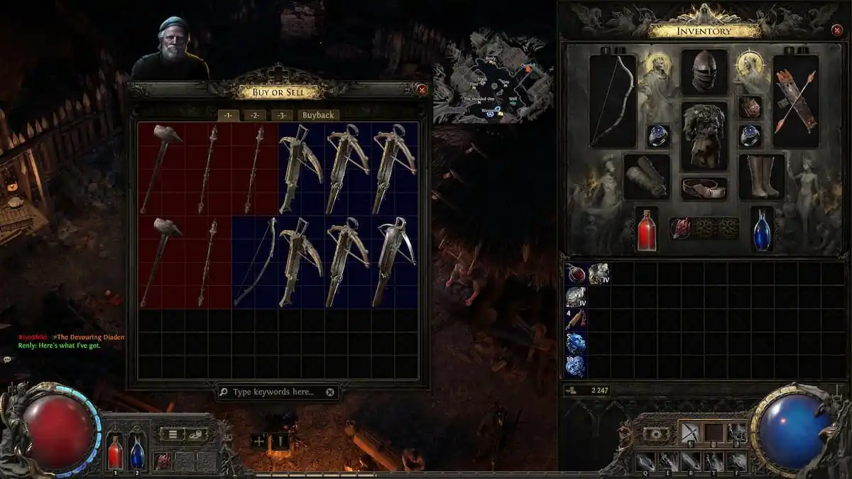 Trade menu in Path of Exile 2