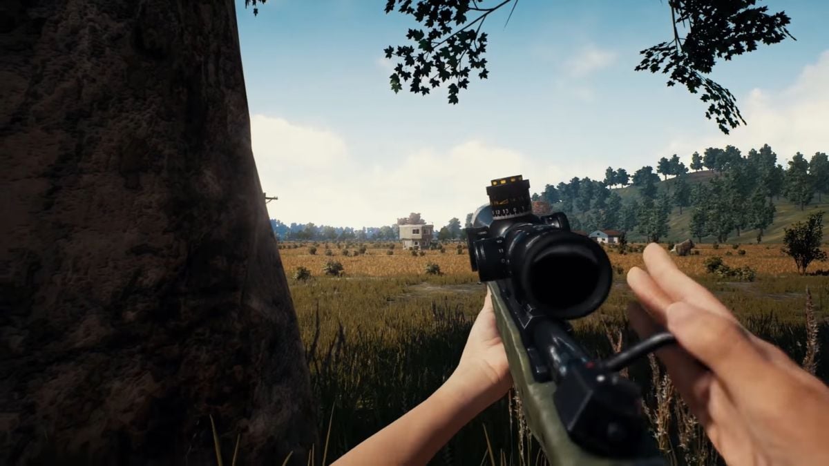 A player reloads after taking a shot with a sniper rifle in PUBG.