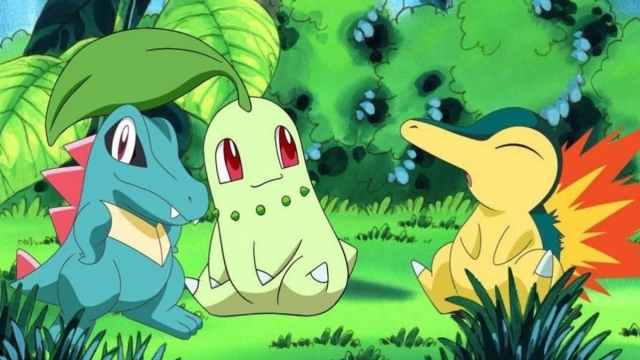 Totodile, Chikorita and Cyndaquil in the Pokémon anime series.