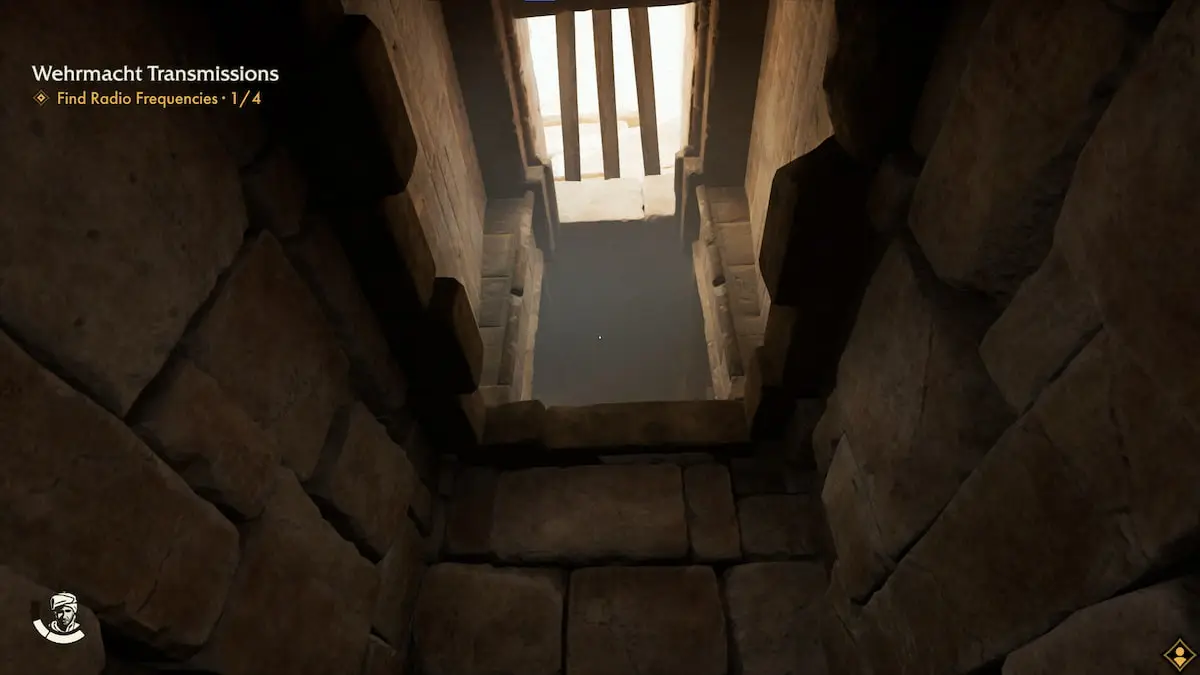 Standing in a pit to throw canopic jar and melee weapon.