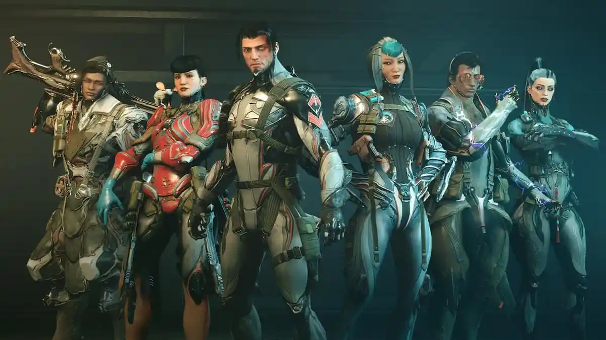 The six members of the Hex in Warframe. From left to right: Quincy, Lettie, Arthur, Aoi, Amir, and Eleanor.