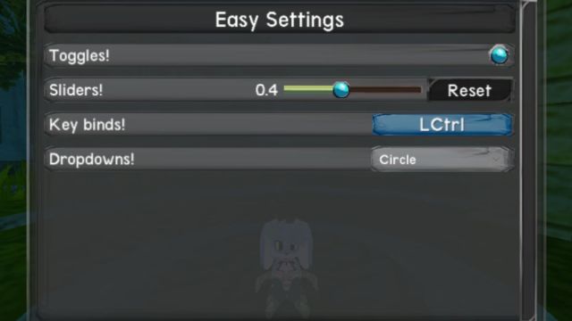 Settings after installing the EasySettings mod.