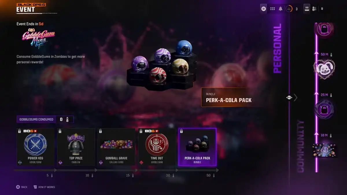 The Gobblegum Mania event page in Call of Duty Black Ops 6.