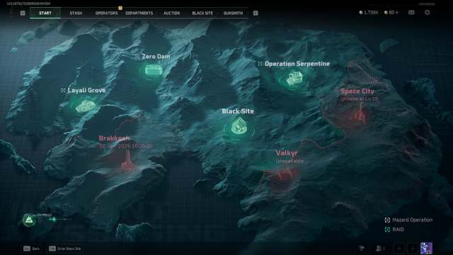 Operations mission map in Delta Force