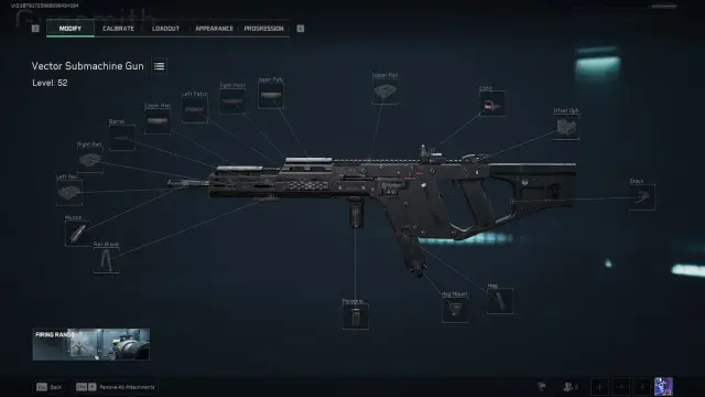 Delta Force Vector attachment menu