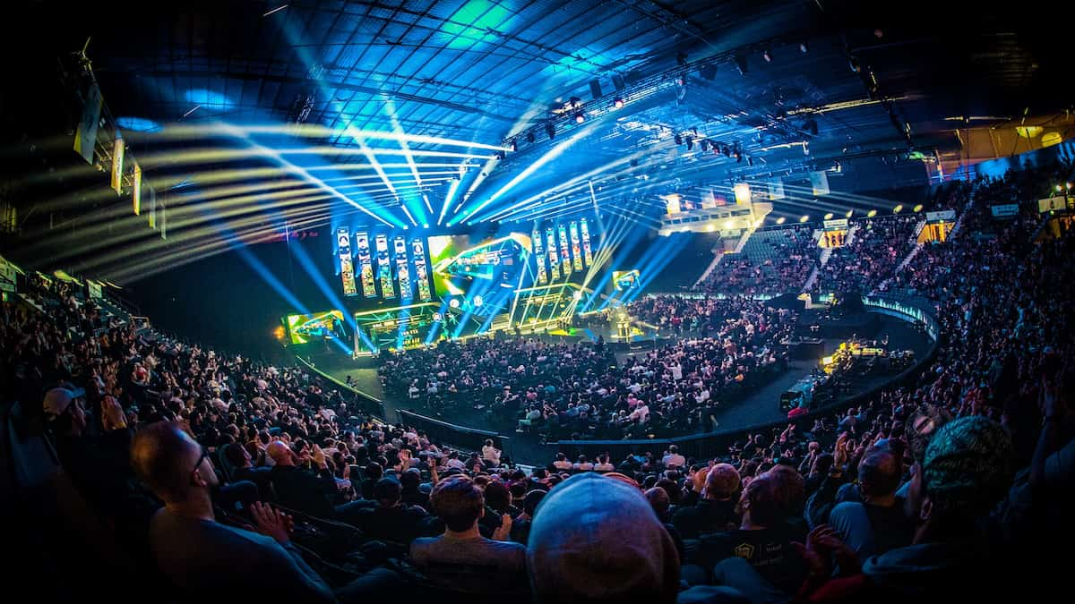 ESL One Berlin photograph showing screens in the distance with a large audience in the venue