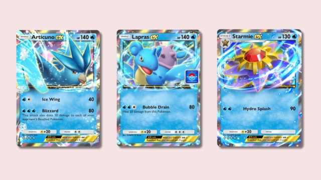 Articuno ex, Lapras, Starmie ex Pokémon TCG Pocket cards.