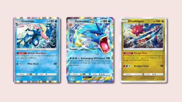 Greninja, Gyarados ex, Drudiggon Pokémon TCG Pocket cards.