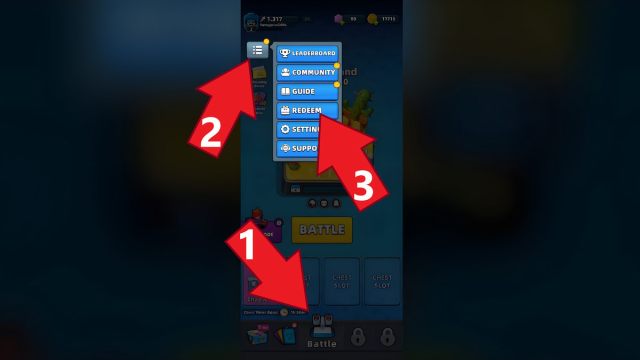 Raid Rush Battle menu and Redeem button