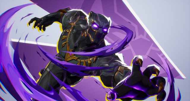 Black Panther in Marvel Rivals dives forward extending his claws.