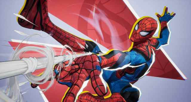 Spider-Man in Marvel Rivals shoots a web from his wrist.