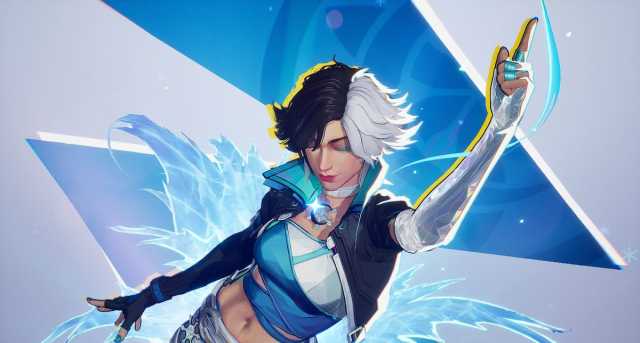 Luna Snow in Marvel Rivals points her finger upwards.