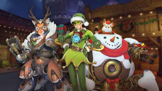 winter-themed skins for Orisa, Tracer, and Wrecking Ball