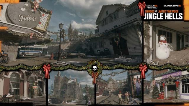 Jingle Hells Liberty Falls map makeover in BO6 Zombies