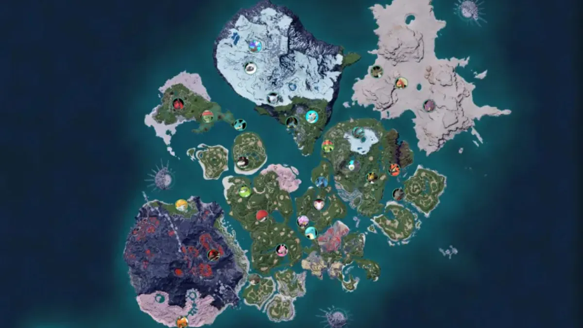 Palworld map with all predator pal locations