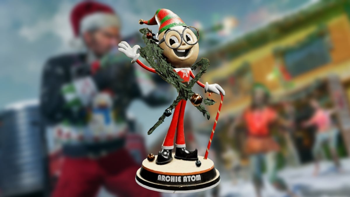 Call of Duty Warzone Jolly Archie statue with christmas combat blurred background