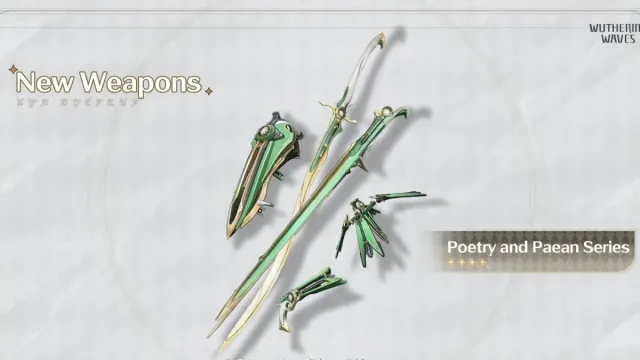 Poetry and Paean series of weapons. All 5 weapons in a green theme