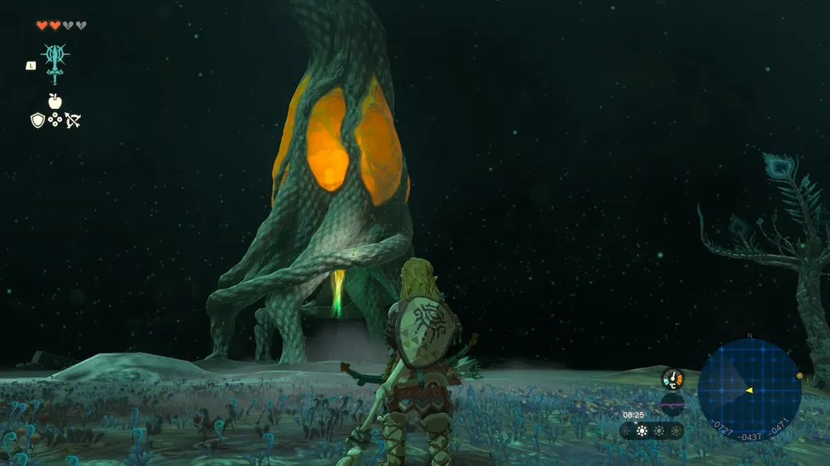 Link walking up to a Lightroot in the Depths