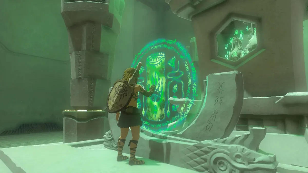 Link opening a shrine in TotK