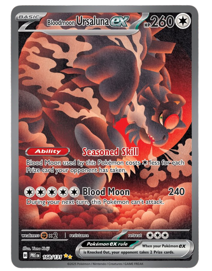 Bloodmoon Ursaluna full art Pokémon card.