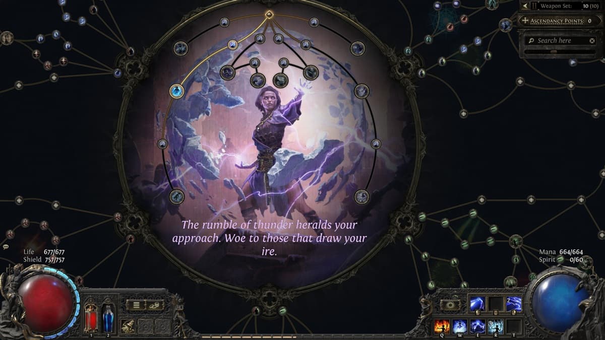 The Sorceress' Stormweaver Ascendancy showcased in Path of Exile 2