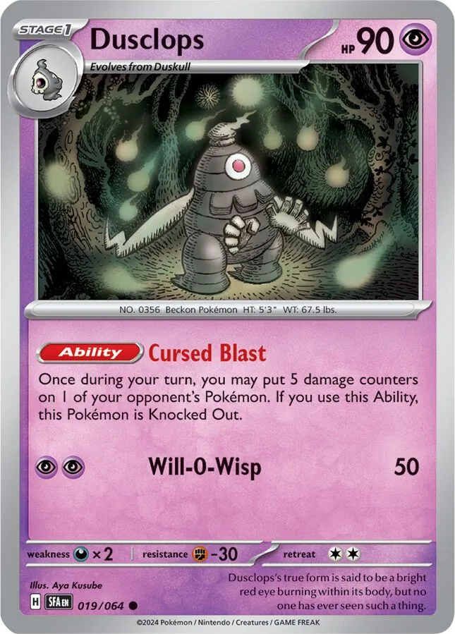 Dusclops Pokémon card.