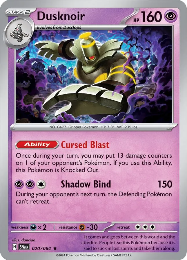 Dusknoir Pokémon card.