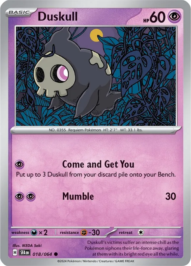 Duskull Pokémon card.