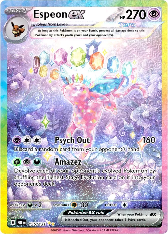 Espeon ex full art Pokémon card.