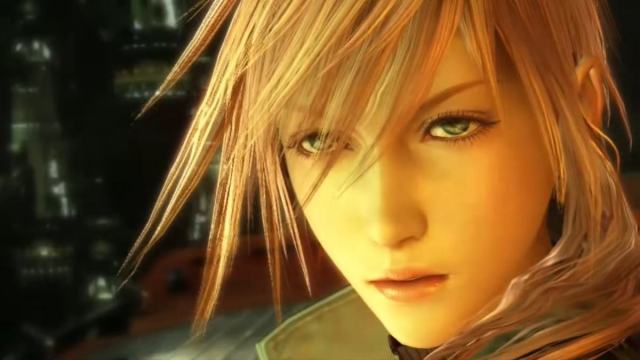 A close up of Lightning's face in FFXIII